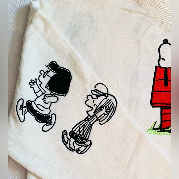 Peanuts Snoopy and The Gang Spirit Jersey Style Embroidered Sweatshirt - Picture 6 of 12